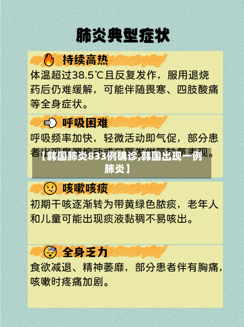 【韩国肺炎833例确诊,韩国出现一例肺炎】-第3张图片